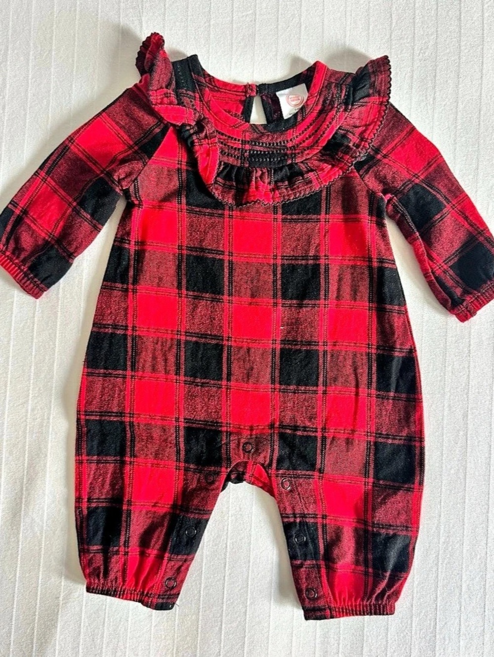Wonder Nation Plaid Footie in Red & Black Baby 3M Like New